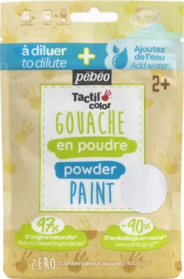 Produktbild von Pébéo Gouachepulver Weiß 100 g für 160 ml Fingerfarben oder 280 ml flüssige Gouache