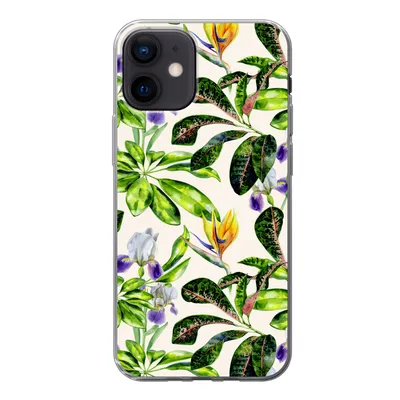 Produktbild von MuchoWow® Handyhülle Schutzhülle Hülle für iPhone 12 Blätter - Strelitzia - Blüte Silikon Softcase Handy Hülle - Schutzhülle