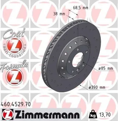 Produktbild von ZIMMERMANN Bremsscheibe Vorne Rechts für PORSCHE Cayenne (92A) 390mm 460.4529.70
