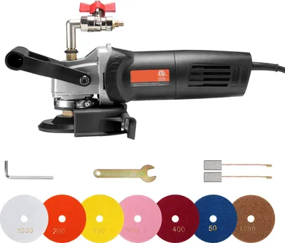 Immagine prodotto di SucceBuy Lucidatrice a umido da 800 W, levigatrice per calcestruzzo da 4 pollici con 6 velocità regolabili e 7 kit di lucidatura, levigatrice a umido per marmo, granito, pietra, roccia e piastrelle
