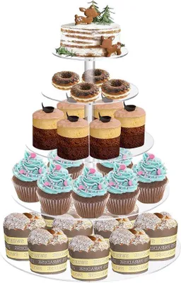 Produktbild von Famanu Cupcake-Ständer 5 Etagen - Runder Acryl-Kuchenständer