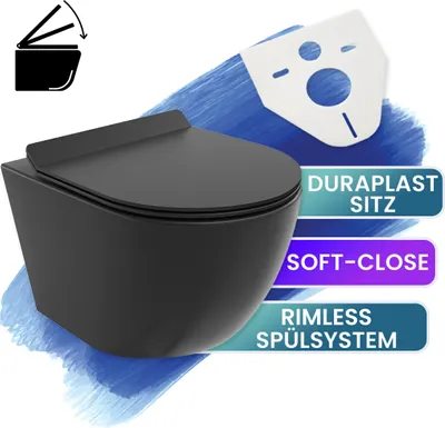 Produktbild von WC-Toilette: Schüssel Schwarz mit Klosettsitz Slim Soft-Close | BADLAND ROLO