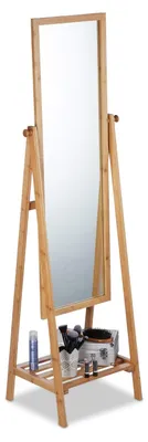Productafbeelding van Staande spiegel Passpiegel bamboe - Draaibaar - 160 x 40 x 36 cm - Natuur