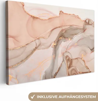 Produktbild von MuchoWow® - Leinwandbilder - Marmor - Rosa - Rosa, Wandbild, Wanddeko Bilder Wohnzimmer, 120x80 cm