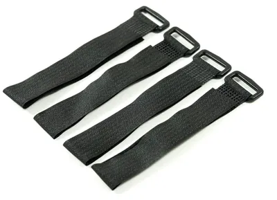 Immagine prodotto di SWORKz: 4 fascette in velcro nere per il fissaggio di batterie LiPo.