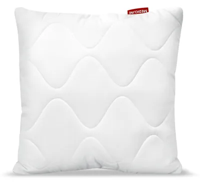 A white quilted pillow on a white background.