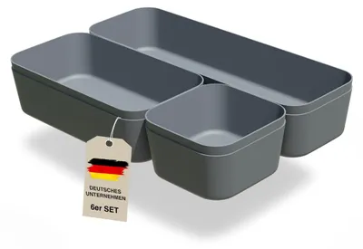 Imagen del producto de Organizador de cajones - 6 piezas - Antracita - Con 24 almohadillas antideslizantes