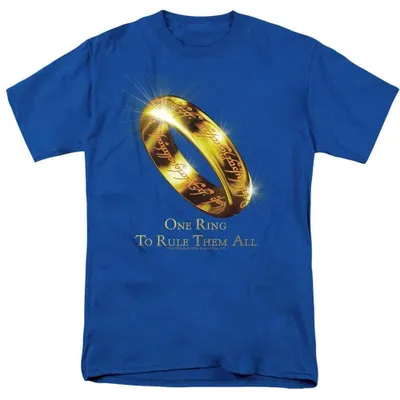 Image de T-shirt "Le Seigneur des Anneaux" - "Un Seul Anneau" - Modèle unie pour hommes/femmes - TV39051 (Taille S) (Bleu roi), Image générée par une IA