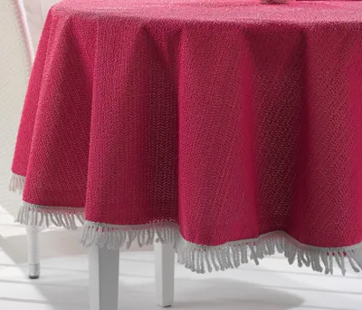 Produktbild von Garten Balkon Terrasse Camping Tischdecke, Eckig Rund Oval, Größe und,Rot, (Rund130x130cm)