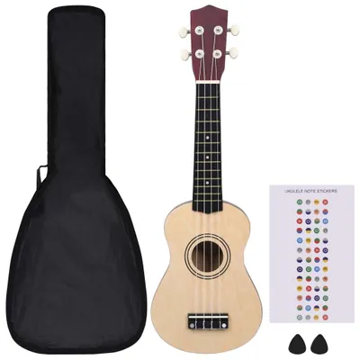 Immagine prodotto di Set Ukulele Soprano con Borsa per Bambini Legno Naturale 21"