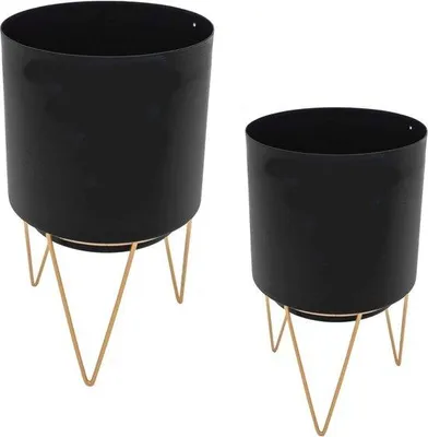 Image de Lot de 2 supports pour rideaux - Vases décoratifs à fleurs avec cadre doré