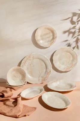 Image de Hermia Concept, ensemble de vaisselle (27 pièces) en porcelaine 100 % avec revêtement en mélamine 100 %