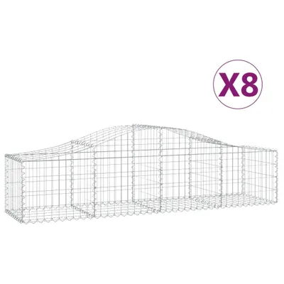 Zdjęcie produktu dla vidaXL Gabiony z wysokim łukiem 8 sztuk 200x50x40/60 cm Ocynkowane żelazo