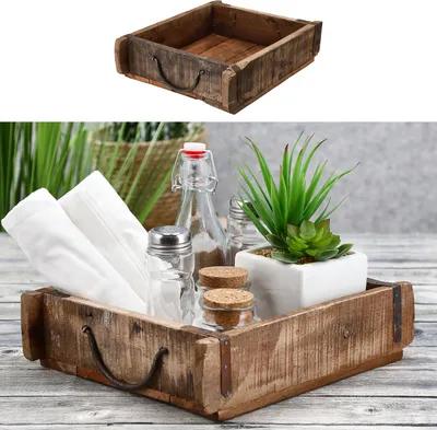 Produktbild von Holzkiste Ziegelform Altholz 30x25cm Upcycling Buche Used Look Kiste Box Dekokiste Holzbox Metallhenkel