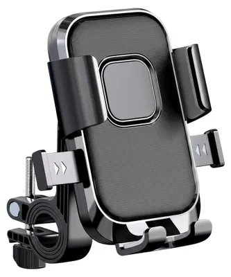 Produktbild von Schwarzer Fahrradtelefonhalter mit 6 Klauen für den Lenker – drehbare Halterung für Telefone bis 3,74 Zoll, geeignet für E-Bikes