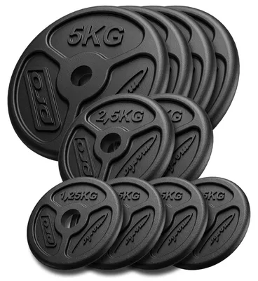 Obrázek produktu pro Marbo Sport 30 kg sada štíhlých litinových závaží Litinové závaží s otvorem ø30/31 mm / 4 x 1,25 kg, 2 x 2,5 kg, 4 x 5 kg