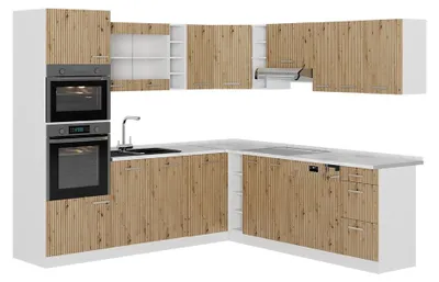 Obrázek produktu pro Rohová kuchyň Vicco R-Line Řemeslný dub/Bílá 247 x 237 cm bez pracovní desky, Model 49004