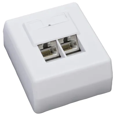 Productafbeelding van Cat5e netwerkstopcontact, inbouw, AP, 2xRJ45, LAN, wit, RAL9010