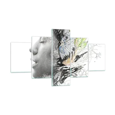 Produktbild von Bilder auf glas - Frau Abstraktion - 125x70cm - Glasbilder - Wandbilder - Kunstdruck - zum Aufhängen bereit - Wanddekoration aus Glas - Glas Bilder - Wandbild auf Glas - 5 Teile - GEA125x70-3964