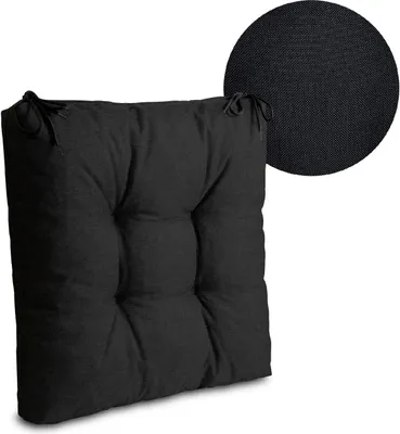 Produktbild von Sitzkissen 4er Set 40 x 40 cm Polster | Wasserdichtes Stuhlkissen mit Bindebänder: Schwarz