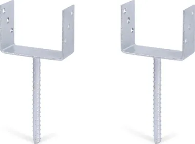 Produktbild von Alberts 2 x U-Pfostenträger mit Riffelstahl-Betonanker, 141x104 mm, Betonanker 200 mm, feuerverzinkt, zum Einbetonieren