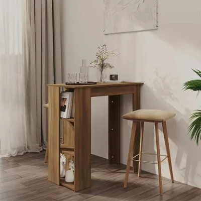 Produktbild von ZMH Bartisch mit Regal Braun Eiche 102x50x103,5 cm Holzwerkstoff