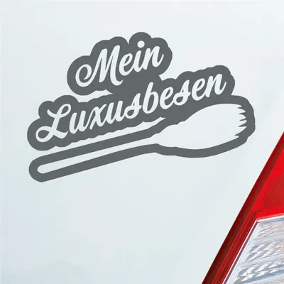 Produktbild von Auto Aufkleber Mein Luxusbesen Hexe fliegen Besen 16,5x10 cm Grau Sticker Heckscheibenaufkleber