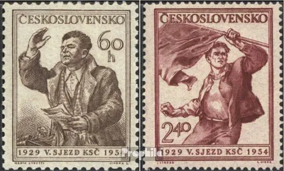 Produktbild von Briefmarken Tschechoslowakei 1954 Mi 846-847 (kompl.Ausg.) postfrisch Partei