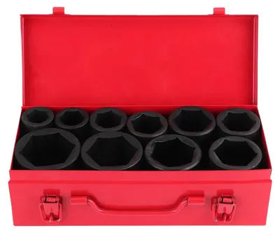 Imagen del producto de Juego de dados de impacto, 10 piezas, con accionamiento de 3/4 de pulgada, tamaños de 22 a 50 mm, para llaves de impacto
