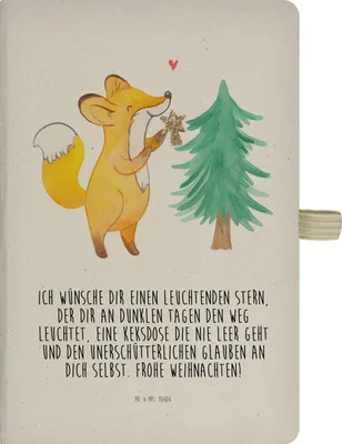 Produktbild von Mr. & Mrs. Panda Skizzenbuch Fuchs  Weihnachtsbaum - Transparent - Geschenk, Winter, notizbuch, Weihnachtsdekoration, Tagebuch, Schlittschuh, Notizheft, Journal