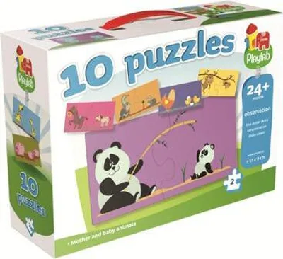Produktbild von Playlab - 10 in 1 Puzzle - Tiermütter und -kinder