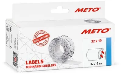 Image de Etiquettes METO pour étiqueteuses de prix 32 x 19 mm blanc 5 rouleaux de 1.000 étiquettes