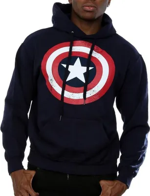 Immagine prodotto di Captain America - Felpa con cappuccio da uomo BI361 (M) (blu navy)