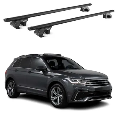 Produktbild von Dachträger Grundtäger für VW Tiguan II 2016-2023 90kg Alu Schwarz 2 tlg, KI-generiertes Bild