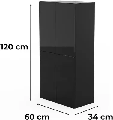 Produktbild von HAJDUK FURNITURE Schwarz Waschmaschinenschrank B: 60 cm H: 120 cm T: 34 cm Badezimmerschrank Front Hochglanz Korpus Matt Waschmaschinenregal