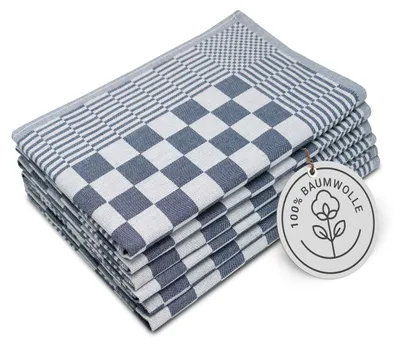 Produktbild von 6er Set Geschirrtücher, 65x65 cm, 100% Baumwolle, blau kariert