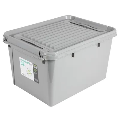 Produktbild von Aufbewahrungsbox Recycled  Deckel 32 L hellgrau  Universal Spielzeugkiste