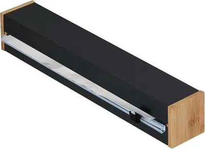 Produktbild von Famanu Folienhalter mit Schneidefunktion - für Haushalts- und Aluminiumfolie - 6x35x7 cm - schwarz