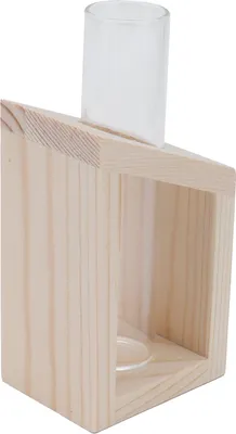 Image de Vase en verre tubulaire, vase en verre hydroponique avec support en bois, pot de table hydroponique en verre