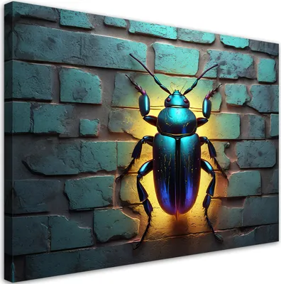 Produktbild von Leinwandbild Neontiere Insekten 60x40 Feeby Gelb bild für die wand bereit zum aufhängen