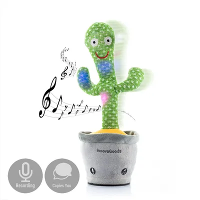 Produktbild von Tanzender und sprechender Kaktus mit Musik und bunten LEDs, wiederaufladbar Cacxi InnovaGoods