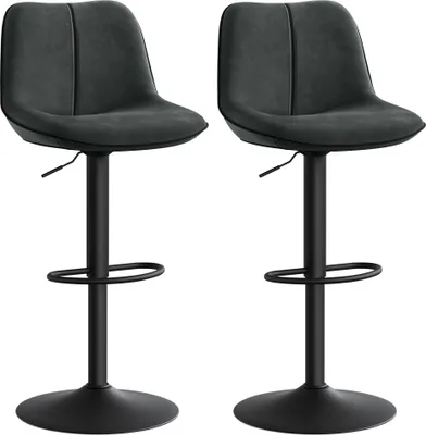 Obrázek produktu pro Sada 2 barových židlí, výškově nastavitelné barové židle, otočné kuchyňské židle, s ergonomickým opěradlem, samet, pro kuchyňský ostrov, domácí bar, moderní