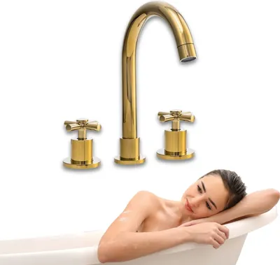 Produktbild von Silla | Wasserhähn Gold - Waschtischarmatur - 27 cm Höhe - Spültischarmatur - Badarmatur