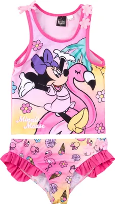 Produktbild von Disney Minnie Mouse Tankini Badeanzug mit Rüschen für Mädchen - Kinder Zweiteiler Schwimmanzug Pink 92
