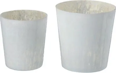 Produktbild von Windlicht Glas lackiert weiß H14/15 cm Ø 12/15 cm 2er Set