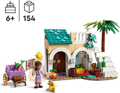 Produktbild von LEGO 43223 Disney Wish Asha in der Stadt Rosas, Wish-Film-Set mit Marktplatz, Asha-Minipuppe, Valentino als Spielzeug-Ziege und Stern-Figuren, Geschenk für Kinder ab 6 Jahren, Mädchen und Jungen
