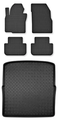 Image de Tapis en caoutchouc + bac de coffre pour Mazda 6 GJ III 2012-2023 (break) – 5 pièces, noirs, semi-universel, adapté
