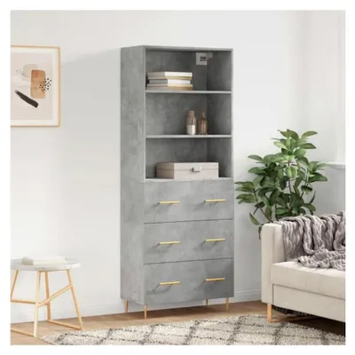 Produktbild von Highboard in Betongrau, 69,5 x 34 x 180 cm, Holzwerkstoff