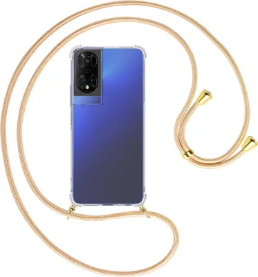 Produktbild von Handykette Backcover-Schutzhülle mit Band (Metall goldfarben) für TCL 50 5G - Goldkordel