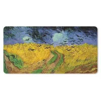 Produktbild von MuchoWow® Schreibtischunterlage Weizenfeld mit Krähen - Vincent van Gogh 80x40 cm - XXL Mauspad - Gaming Mauspad